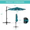imageBest Choice Products 10ft Solar LED Cantilever Patio Umbrella 360Degree Rotation Hanging Offset Market Outdoor Sun Shade for Backyard Deck Poolside wLights Easy Tilt Cross BaseCerulean