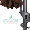 imageBest Choice Products 10ft Solar LED Cantilever Patio Umbrella 360Degree Rotation Hanging Offset Market Outdoor Sun Shade for Backyard Deck Poolside wLights Easy Tilt Cross BaseBrown