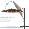 imageBest Choice Products 10ft Solar LED Cantilever Patio Umbrella 360Degree Rotation Hanging Offset Market Outdoor Sun Shade for Backyard Deck Poolside wLights Easy Tilt Cross BaseBrown