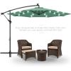 imageBest Choice Products 10ft Solar LED Offset Hanging Market Patio Umbrella for Backyard Poolside Lawn and Garden wEasy Tilt Adjustment Polyester Shade 8 Ribs  TanSeaglass