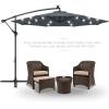 imageBest Choice Products 10ft Solar LED Offset Hanging Market Patio Umbrella for Backyard Poolside Lawn and Garden wEasy Tilt Adjustment Polyester Shade 8 Ribs  TanSlate