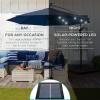 imageBest Choice Products 10ft Solar LED Offset Hanging Market Patio Umbrella for Backyard Poolside Lawn and Garden wEasy Tilt Adjustment Polyester Shade 8 Ribs  TanNavy Blue