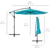 imageBest Choice Products 10ft Solar LED Offset Hanging Market Patio Umbrella for Backyard Poolside Lawn and Garden wEasy Tilt Adjustment Polyester Shade 8 Ribs  TanSky Blue