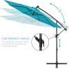 imageBest Choice Products 10ft Solar LED Offset Hanging Market Patio Umbrella for Backyard Poolside Lawn and Garden wEasy Tilt Adjustment Polyester Shade 8 Ribs  TanSky Blue
