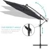 imageBest Choice Products 10ft Solar LED Offset Hanging Market Patio Umbrella for Backyard Poolside Lawn and Garden wEasy Tilt Adjustment Polyester Shade 8 Ribs  TanGray
