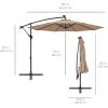 imageBest Choice Products 10ft Solar LED Offset Hanging Market Patio Umbrella for Backyard Poolside Lawn and Garden wEasy Tilt Adjustment Polyester Shade 8 Ribs  TanTan