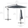 imageBest Choice Products 10ft Solar LED Offset Hanging Market Patio Umbrella for Backyard Poolside Lawn and Garden wEasy Tilt Adjustment Polyester Shade 8 Ribs  TanSlate