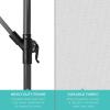 imageBest Choice Products 10ft Solar LED Offset Hanging Market Patio Umbrella for Backyard Poolside Lawn and Garden wEasy Tilt Adjustment Polyester Shade 8 Ribs  TanFog Gray