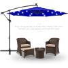 imageBest Choice Products 10ft Solar LED Offset Hanging Market Patio Umbrella for Backyard Poolside Lawn and Garden wEasy Tilt Adjustment Polyester Shade 8 Ribs  TanResort Blue