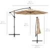 imageBest Choice Products 10ft Solar LED Offset Hanging Market Patio Umbrella for Backyard Poolside Lawn and Garden wEasy Tilt Adjustment Polyester Shade 8 Ribs  TanSand