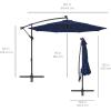 imageBest Choice Products 10ft Solar LED Offset Hanging Market Patio Umbrella for Backyard Poolside Lawn and Garden wEasy Tilt Adjustment Polyester Shade 8 Ribs  TanNavy Blue