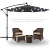 imageBest Choice Products 10ft Solar LED Offset Hanging Market Patio Umbrella for Backyard Poolside Lawn and Garden wEasy Tilt Adjustment Polyester Shade 8 Ribs  TanGray