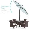 imageBest Choice Products 10ft Solar Polyester LED Lighted Patio Umbrella wTilt Adjustment and UVResistant Fabric  TanBaby Blue