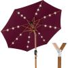 imageBest Choice Products 10ft Solar Polyester LED Lighted Patio Umbrella wTilt Adjustment and UVResistant Fabric  TanBurgundy