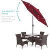 imageBest Choice Products 10ft Solar Polyester LED Lighted Patio Umbrella wTilt Adjustment and UVResistant Fabric  TanBurgundy