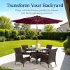 imageBest Choice Products 10ft Solar Polyester LED Lighted Patio Umbrella wTilt Adjustment and UVResistant Fabric  TanBurgundy