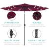 imageBest Choice Products 10ft Solar Polyester LED Lighted Patio Umbrella wTilt Adjustment and UVResistant Fabric  TanBurgundy