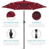 imageBest Choice Products 10ft Solar Polyester LED Lighted Patio Umbrella wTilt Adjustment and UVResistant Fabric  TanBurgundy