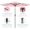 imageBest Choice Products 10ft Solar Polyester LED Lighted Patio Umbrella wTilt Adjustment and UVResistant Fabric  TanCarnation