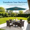 imageBest Choice Products 10ft Solar Polyester LED Lighted Patio Umbrella wTilt Adjustment and UVResistant Fabric  TanCerulean