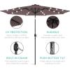 imageBest Choice Products 10ft Solar Polyester LED Lighted Patio Umbrella wTilt Adjustment and UVResistant Fabric  TanDeep Taupe