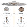 imageBest Choice Products 10ft Solar Polyester LED Lighted Patio Umbrella wTilt Adjustment and UVResistant Fabric  TanFog Gray