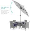imageBest Choice Products 10ft Solar Polyester LED Lighted Patio Umbrella wTilt Adjustment and UVResistant Fabric  TanFog Gray