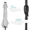 imageBest Choice Products 10ft Solar Polyester LED Lighted Patio Umbrella wTilt Adjustment and UVResistant Fabric  TanFog Gray