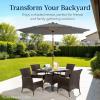 imageBest Choice Products 10ft Solar Polyester LED Lighted Patio Umbrella wTilt Adjustment and UVResistant Fabric  TanGray