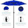 imageBest Choice Products 10ft Solar Polyester LED Lighted Patio Umbrella wTilt Adjustment and UVResistant Fabric  TanResort Blue