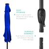 imageBest Choice Products 10ft Solar Polyester LED Lighted Patio Umbrella wTilt Adjustment and UVResistant Fabric  TanResort Blue