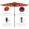 imageBest Choice Products 10ft Solar Polyester LED Lighted Patio Umbrella wTilt Adjustment and UVResistant Fabric  TanRust