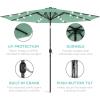 imageBest Choice Products 10ft Solar Polyester LED Lighted Patio Umbrella wTilt Adjustment and UVResistant Fabric  TanSeaglass