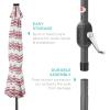 imageBest Choice Products 10ft Solar Polyester LED Lighted Patio Umbrella wTilt Adjustment and UVResistant Fabric  TanStriped Burgundy