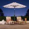 imageBest Choice Products 10ft Solar Polyester LED Lighted Patio Umbrella wTilt Adjustment and UVResistant Fabric  TanStriped Burgundy