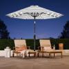 imageBest Choice Products 10ft Solar Polyester LED Lighted Patio Umbrella wTilt Adjustment and UVResistant Fabric  TanStriped Gray