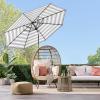 imageBest Choice Products 10ft Solar Polyester LED Lighted Patio Umbrella wTilt Adjustment and UVResistant Fabric  TanStriped Gray