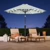 imageBest Choice Products 10ft Solar Polyester LED Lighted Patio Umbrella wTilt Adjustment and UVResistant Fabric  TanStriped Green