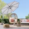 imageBest Choice Products 10ft Solar Polyester LED Lighted Patio Umbrella wTilt Adjustment and UVResistant Fabric  TanStriped Navy Blue