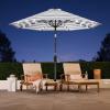 imageBest Choice Products 10ft Solar Polyester LED Lighted Patio Umbrella wTilt Adjustment and UVResistant Fabric  TanStriped Navy Blue