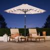 imageBest Choice Products 10ft Solar Polyester LED Lighted Patio Umbrella wTilt Adjustment and UVResistant Fabric  TanStriped Rust