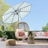 imageBest Choice Products 10ft Solar Polyester LED Lighted Patio Umbrella wTilt Adjustment and UVResistant Fabric  TanStriped Sky Blue