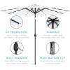 imageBest Choice Products 10ft Solar Polyester LED Lighted Patio Umbrella wTilt Adjustment and UVResistant Fabric  TanWhite