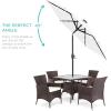 imageBest Choice Products 10ft Solar Polyester LED Lighted Patio Umbrella wTilt Adjustment and UVResistant Fabric  TanWhite