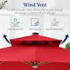 imageBest Choice Products 10ft Square Cantilever Patio Umbrella wBase Included Woodgrain Pattern Pole ampamp Solar LED Lights 360Rotation Offset Hanging Outdoor Shade  Sky BlueRed