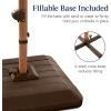 imageBest Choice Products 10ft Square Cantilever Patio Umbrella wBase Included Woodgrain Pattern Pole ampamp Solar LED Lights 360Rotation Offset Hanging Outdoor Shade  Sky BlueYellow