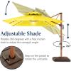 imageBest Choice Products 10ft Square Cantilever Patio Umbrella wBase Included Woodgrain Pattern Pole ampamp Solar LED Lights 360Rotation Offset Hanging Outdoor Shade  Sky BlueYellow