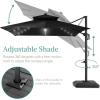 imageBest Choice Products 10x10ft Cantilever Patio Umbrella wBase Included Solar LED Lights 360 Rotation Large Offset Hanging Outdoor Shade for Deck Pool Backyard wStand  BurgundyBlack