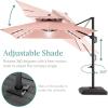 imageBest Choice Products 10x10ft Cantilever Patio Umbrella wBase Included Solar LED Lights 360 Rotation Large Offset Hanging Outdoor Shade for Deck Pool Backyard wStand  BurgundyRose Quartz