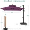 imageBest Choice Products 10x10ft Cantilever Patio Umbrella wBase Included Solar LED Lights 360 Rotation Large Offset Hanging Outdoor Shade for Deck Pool Backyard wStand  BurgundyAmethyst Purple